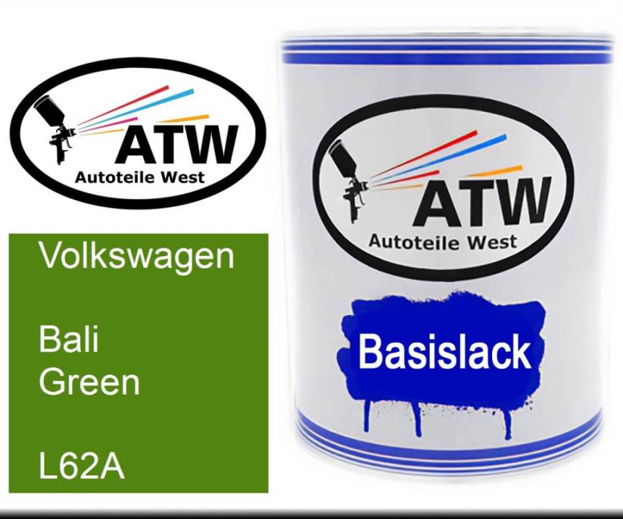 Volkswagen, Bali Green, L62A: 1L Lackdose, von ATW Autoteile West.